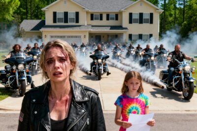 Ninguém apareceu na festa de aniversário da minha filha. Então meu celular vibrou com uma mensagem que me despedaçou: “Quem iria comemorar o aniversário de uma menina que nem tem pai?” Forcei um sorriso para que ela não percebesse. Mas, bem na hora em que íamos apagar as velas, o chão começou a tremer. Motores rugiram pela rua — uma fila inteira de motos parando lá fora. Os olhos da minha filha se arregalaram, sua voz tremendo: “Mãe… aqueles são os amigos do papai. Aquela é a carta que eu mandei para eles…”