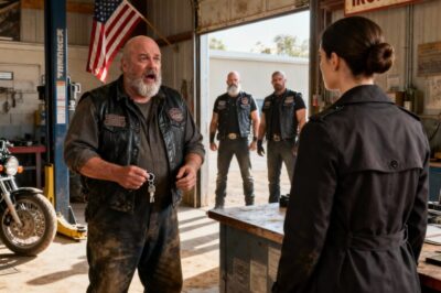 FBI AGENT SHUTS DOWN ONE OF AMERICA’S MOST FEARED BIKER PRESIDENTS IN HIS OWN GARAGE: “I’M JUST RETURNING THE KEYS” SHE SAID. THE MECHANIC LAUGHED… UNTIL THE REAL GRIM REAPERS MC WALKED IN AND THE SHOCKING TRUTH WAS REVEALED. THE SHOCKING REASON WHY KNUCKLES KELLY’S PRIZED SHOVELHEAD WAS TEMPORARILY IMPounded BY THE FEDS.