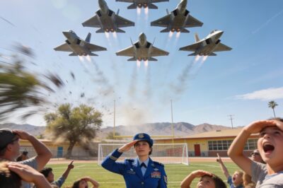 They Laughed When She Said Her Mom Flew Fighter Jets. Then 6 Raptors Screamed Over Recess and Broke Every Window in The School (Almost).