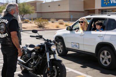 HERO BIKER BLOCKS WALMART EXIT IN ARIZONA! A 7-year-old boy mouthed three terrifying words to a stranger in a Flagstaff parking lot, sparking a desperate high-speed chase to save a stolen life!