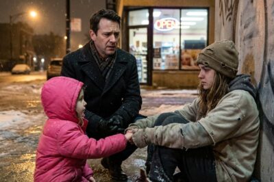 My 6-year-old daughter tugged my expensive coat in the freezing Chicago wind and pointed at a shivering heap of rags against the concrete, whispering the words that would change our lives forever: “Please help her, Daddy, she’s turning blue…”