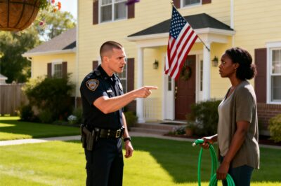He Thought She Was Just a Maid Watering Roses in a Rich Neighborhood, But When This Arrogant Officer Attacked a Black Woman in Her Own Front Yard for “Trespassing,” He Had No Idea He Was About to Destroy His Entire Career on Live Video. You Will Not Believe the Shocking Item She Pulled From Her Pocket That Made Him Drop to His Knees and Beg for Forgiveness in Front of the Whole World—This is the Story of Justice That Every American Needs to Read Right Now.