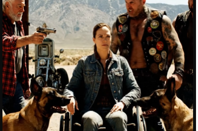 Bikers Mock A Disabled Female Vet At A Gas Station, Not Realizing Her “Service Dogs” Are Actually Classified Military Weapons That Were Never Supposed To Be Released.