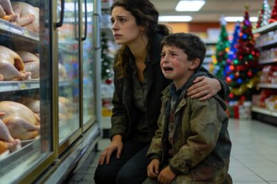 The fluorescent lights of the grocery store were humming, a sharp contrast to the soft Christmas carols playing overhead. I watched her hand tremble as she reached for the cheapest loaf of bread, her knuckles white from the cold or maybe just from the sheer weight of existing. My son, Oliver, tugged at my sleeve, his eyes wide and filled with a clarity that I had lost years ago behind spreadsheets and board meetings. “Dad, she’s crying,” he whispered, and in that moment, the wall I’d built around my heart didn’t just crack—it disintegrated.