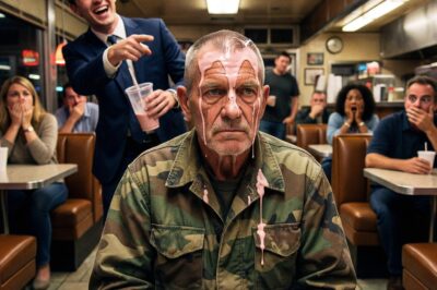 The milkshake was still dripping from his chin, pink and sticky, as the laughter of those kids echoed through the diner like a physical blow. I sat there, a man who had survived the Hindu Kush, being treated like a prop in a frat boy’s TikTok. Everyone was watching, waiting for me to explode, but they didn’t understand that the silence of a soldier is much more dangerous than his noise.