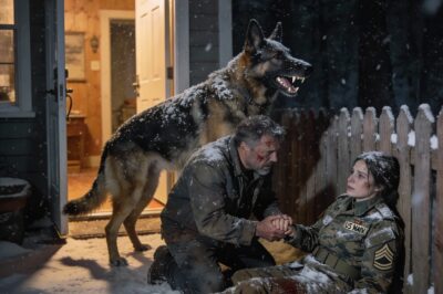 The silence of the Montana woods used to be my sanctuary, the only place where the echoes of the desert didn’t feel so loud. But that night, the wind didn’t just howl—it screamed. I saw Ranger’s hackles rise, a low vibration in his chest that I hadn’t heard since our last tour together. When I opened that door, the blizzard didn’t just bring cold; it brought a ghost in a frozen uniform.