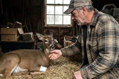 Broke and Alone in the Blue Ridge Mountains, He Risked His Life to Save a bleeding “Intruder” Behind His Shed—The Surprise She Brought Back in Spring Left the Whole Town in Tears!