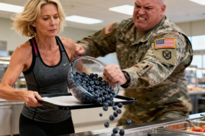 He saw a woman in a blue shirt who didn’t belong. She saw a young sergeant blinded by arrogance. In the silence of a crowded military mess hall, a single shove would reveal a truth that could bring an entire base command to its knees, a truth hidden in plain sight.
