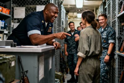 He thought I was just a lost Navy wife looking for the gift shop. He laughed at my baggy clothes, my height, and my silence. Well, I gave him the most expensive lesson of his life. And when my shirt tore and revealed the truth inked on my skin, the silence was loud enough to shatter glass. This is why you never judge a warrior by their size.