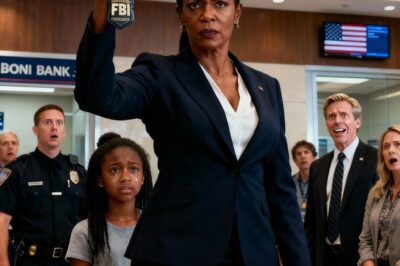 As soon as I walked into the bank lobby, I heard someone shout, “That Black girl! Call the police on her!” I saw my daughter standing frozen, eyes red, while two security guards moved toward her. My heart clenched. I marched straight toward them, my voice cold as steel: “Let her go.” The branch manager turned, smirking—until I held up