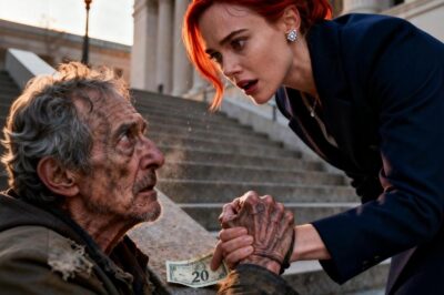 After my husband passed away, I found a new job, and every day I left a little money for an old homeless man who sat in front of the library. One day, when I bent down as usual, he suddenly grabbed my hand and said…