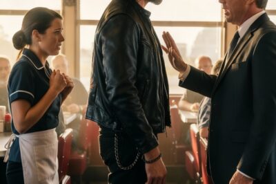 A wealthy businessman thought he could abuse a broke waitress in a small Kansas town, until a mysterious biker blocked his path and proved that real power doesn’t come from a bank account!