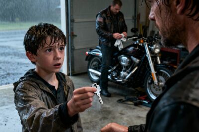 Shivering In The Freezing Detroit Rain, He Handed The Biker A Broken Key And Asked To Sleep In The Garage Because His Stepdad Locked Him Out For The Third Time This Month.