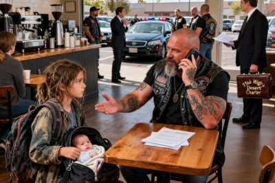 “Can I Share This Table?” She Whispered to the Biker. What He Found in Her Backpack Froze the Entire Cafe…