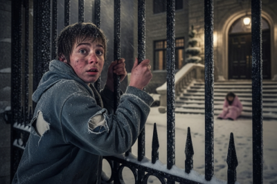 Homeless orphan freezes on a Chicago sidewalk until he spots a crying girl trapped behind a millionaire’s locked gate—what he did to save her shocked the police and changed an entire city forever.