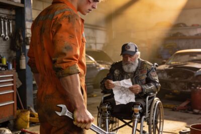 The man in the wheelchair had no idea that the mechanic fixing his brakes was the son of the man he watched d*e in the Iraqi desert. He was complaining about the heat, about the government, about his phantom pains. I just stood there, gripping my wrench until my knuckles turned white, listening to the voice that had haunted my mother’s nightmares for fifteen years. He handed me a crumpled twenty for a tip and said, “You’re a good kid.” If only he knew the secret I was keeping in the back office—a box of unopened letters with his return address.