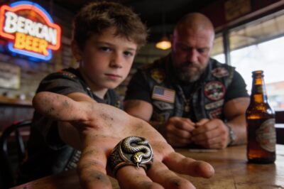 I looked at the piece of silver sitting in the dirty palm of his hand, and the room went so quiet you could hear the neon sign buzzing against the glass. He was shaking—violently. He didn’t know that the ring he just handed me wasn’t just jewelry. It was a death warrant. It was proof of a night I had tried to bury under whiskey and miles of asphalt. I looked at his eyes, wide and terrified, and I knew I had two choices. I could tell him to run and save myself, or I could take the ring, claim the debt, and start a war that would burn this whole town to the ground. I closed my fist.