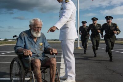 “That pin is garbage,” the officer spat at me, pointing a manicured finger at the one thing I had left in this world. He didn’t see the blood on it. He didn’t see the mud from 1971. He only saw an old man in a wheelchair, shaking from Parkinson’s, daring to enter his perfect world. He leaned in close, his voice dripping with disgust. “If you don’t turn that chair around right now, I’m having you removed for psychiatric evaluation.” My hand trembled as I reached for the broken metal on my chest. He had no idea what he had just unleashed.