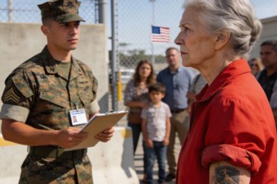 “He laughed. Actually laughed. The young Corporal looked at the faded ink on my forearm—a tattoo I got in a muddy tent while mortar shells shook the ground forty years ago—and smirked. ‘Your husband served?’ he asked, his voice dripping with that specific kind of pity people save for the elderly. He didn’t wait for an answer. He just assumed. He saw the gray hair, the wrinkles, and the bright red jacket, and he decided I was just a confused grandma lost at the gate. He had no idea he was standing in front of ‘The Wolverine.'”