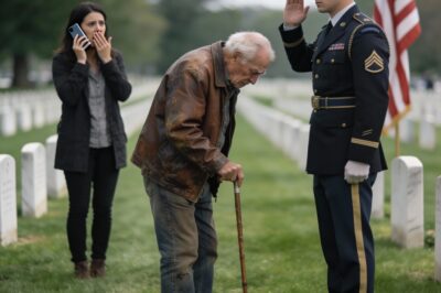 I never thought I’d witness something so stomach-churning on hallowed ground. We were at Arlington to bury my uncle, a decorated hero. The silence was reverent until a young guard’s voice sliced through the air, dripping with arrogance. He was blocking a frail old man in a beat-up jacket from getting near the casket. The guard saw a nuisance; I saw someone’s grandfather just trying to pay respects. But when that kid in the crisp uniform actually put his hands on the old man and shoved him back, my sadness turned into pure, white-hot rage. I couldn’t just stand there and watch.
