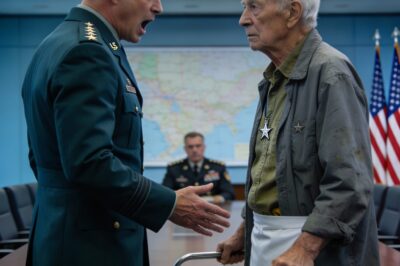 The Invisible Hero I screamed at him. My Colonel screamed at him. We were discussing the fate of nations, plotting military strikes, and this old man was just in the way with his squeaky coffee cart. He didn’t say a word. He just lowered his head and moved to the side. That’s when I saw it. Just a glimpse through the gap in his cheap work vest. A flash of faded blue and silver that stopped my heart cold. I froze. The war room went silent. I wasn’t looking at a janitor anymore; I was looking at a ghost from a hell I promised I’d never revisit.