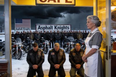 The sheriff’s voice crackled over the radio, cold and final. “No shelter for your type of people.” That was it. He was sentencing 53 men to freeze to dath on the mountain pass because of the patches on their jackets. I stood in my empty diner, listening to the wind scream like a banshee outside. I was a 63-year-old widow with a bad heart and nothing left to lose. The sheriff thought he had the final say. He was wrong. I looked at the keys to my old truck. It was suicide to go out there. But staying here? That was a different kind of dath.