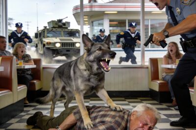 He laughed right in my face when I told him Rex was a retired military service dog. This local cop, thick around the middle and drunk on his own small-town authority, just didn’t care. He saw an old man in dusty clothes and decided I was an easy target. He reached for his handcuffs, threatening to throw me in a cell just for trying to eat lunch with my best friend. He had no idea who I was, or what that dog lying quietly at my feet had survived. He was about to make the biggest mistake of his life.