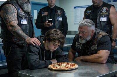 The sound of duct tape scraping concrete was the only noise I made as I walked away from the fourth table that rejected me. My hands shook so violently the cafeteria tray rattled, betraying the hunger I was trying so hard to hide. Eight months ago, I was the kid sitting with the football team. Today, I’m the ghost they look through. I had fourteen minutes left of lunch, and I just wanted to sit down like a human being. Desperation makes you do crazy things, which is why I turned toward the corner table where the men in leather vests sat—the table everyone else was terrified of.