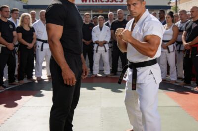 I sit on the sidelines in worn-out jeans, looking like nobody special. People usually look right through me, and honestly, I prefer it that way. But yesterday, an arrogant bully in a black belt pushed a grieving teenager too far, right in front of everyone. He didn’t realize that the quiet “nobody” sitting on the bench was just waiting for a reason to finally step onto the mat.