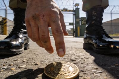 He called the homeless man ‘piss and failure.’ But a single piece of metal, dropped from a dirty wallet, revealed a truth that ended the guard’s career on the spot.