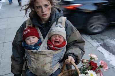My hands were so numb I couldn’t even feel the stems of the roses anymore. But I couldn’t go home. Going home meant facing an empty fridge and the crushing reality that I had failed my twins again. I saw the judgment in the eyes of every commuter rushing past. They looked at my 18-month-old babies strapped to my chest and then at me with pure disgust. They didn’t see a mother trying to survive; they saw a mistake. Then, a black car pulled up. The window rolled down. I thought he was going to yell at me to get a job. Instead, he said six words that terrified me more than the cold