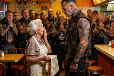 My hands were shaking so hard I dropped the cinnamon roll tray. It wasn’t the noise—though the rumble of 97 Harley-Davidsons shook my entire bakery—it was the silence that followed. When the engines cut, the quiet was heavier than a scream. I watched through the glass as the leader, a man with a scar running down his face, dismounted and walked straight for my door. I’ve lived a quiet life. I pay my taxes. I go to church. But as he reached for the handle, I realized my past had finally found me.