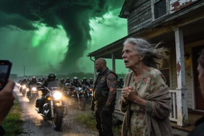 The Storm’s Warning: “The sky didn’t just turn dark; it turned a bruised, sickly green that I hadn’t seen since 1967. The sirens were screaming, tearing through the silence of Hollister, Missouri. I stood on my rotting porch, watching the funnel cloud drop from the heavens like a finger of judgment. My house wouldn’t survive this. I knew that. But I wasn’t expecting what came down Route 76 just as the first hail stone hit. It wasn’t the police. It wasn’t help. It was a roar of engines that shook the ground harder than the thunder.”