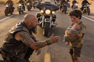 I hadn’t spoken to a single human being in eleven days. That was by design. People ask questions I don’t want to answer—questions about the faded ink on my neck or the scars on my knuckles. I was just a ghost riding a Harley through the Arizona furnace, waiting for the sun to go down so I could sleep and do it all again. But then, a sound cut through the roar of my engine. It wasn’t a mechanical failure. It was a scream. A scream so raw and desperate it made my blood run cold in the desert heat. I should have kept riding. I really should have. But I didn’t.