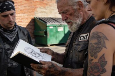 I’ve worn this leather cut for thirty years. People cross the street when they see us coming. They lock their car doors. I’m used to the fear; I earned it. But when I opened that beat-up sketchbook found behind our dumpster, I didn’t see fear. I saw fire. I saw wings. I saw my brothers drawn not as criminals, but as guardians. And on the last page? A drawing of me that broke my heart into a million pieces.