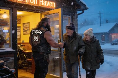 The room went dead silent when the door cracked open. We were expecting trouble—a rival crew, maybe the cops. Instead, a blast of sub-zero air hit us, followed by a sight that made my blood run cold. An old man, shaking violently, holding up a woman whose lips were already blue. They looked like frozen ghosts. He stared right at my patch, his eyes desperate, and whispered something that changed the entire trajectory of the night.