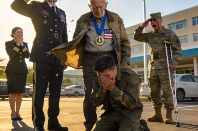 I was running on fumes after a grueling 12-hour ER shift, desperate for sleep. But the sound of that young officer screaming in the hospital parking lot stopped me cold. He was berating an elderly man who could barely stand, over a parking spot. I was too stunned to move, but when the wind blew the old man’s jacket open, everything changed.