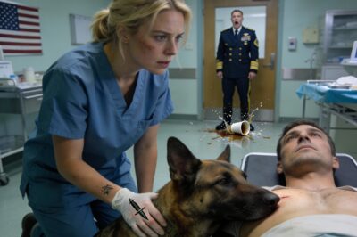 The growl wasn’t loud, but it vibrated through the floorboards like an approaching earthquake. Six hours. That’s how long the K-9 had been standing over the body of his handler. Every time a surgeon tried to approach the table to cover the Navy SEAL, the dog’s muscles coiled, and that low, terrifying sound filled the Operating Room. Security had their hands on their holsters, sweating. They were talking about “neutralizing the threat.” They didn’t understand. They saw a vicious animal. I saw a soldier refusing to leave his brother behind. And I knew if I didn’t step in right now, they were going to kill the only thing that SEAL had left.