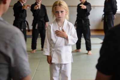 My hands were shaking as I sat on that wooden bench, gripping my phone until my knuckles turned white. I watched them circle her—three teenage boys towering over a little girl who looked like she might break if the wind blew too hard. They were laughing, cruel, sharp laughs that echoed off the gym walls. I wanted to stand up. I wanted to scream at the instructor to do something. But I didn’t. I just watched, paralyzed by the sheer unfairness of it all. I thought I was witnessing a tragedy unfold. I had no idea I was looking at a miracle in disguise.