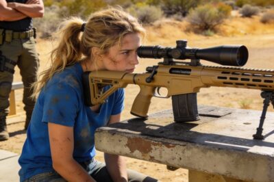 He looked at me like I was something he’d scraped off his boot. “You need to clear the line, sweetheart,” he sneered, gesturing with a gloved hand. “Come back and play janitor when the real men are done.” I gripped the handle of my broom tighter. The California sun was beating down, but his words were what burned. He didn’t see me. He saw a messy ponytail, a pair of old jeans, and a woman whose job was to clean up his mess. He had no idea that the “mess” I used to clean up was far more dangerous than brass casings on a concrete floor.