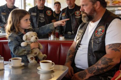 I was nine years old, wearing sneakers with holes in the toes, standing in front of a place my mother told me never to go. Inside were men the whole town feared—men with scars, leather vests, and loud motorcycles. But I didn’t have a choice anymore. Our landlord had just screamed at my dying mother, and we had nowhere left to turn. I clutched the crumbled photo in my sweaty hand, took a deep breath, and pushed the door open. The music stopped. Ten pairs of eyes locked onto me. I walked straight up to the biggest one and pointed at his arm.