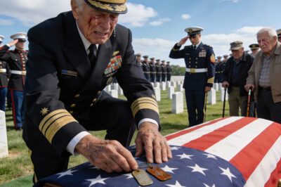 I stood in my immaculate dress blues, twin stars gleaming on my shoulders, looking down at an old man in a cheap, threadbare suit. He had crashed a high-profile military funeral, and I was determined to humiliate him for it. I mocked him in front of everyone, accusing him of living in a fantasy world. I thought he was nobody. I have never been more wrong in my entire life. The silence of that man, with his weathered face and calm eyes, should have warned me. Instead, I pushed him until I was standing on the edge of a cliff I didn’t even know was there.