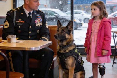 She walked in, a tiny thing with a limp that made everyone else look away. I was just trying to drink my coffee in peace. Then she stopped at my table. Her voice was barely a whisper, “Can I sit here?” My dog, Rex, nudged her hand. I looked at her, really looked at her, and saw the terror in her eyes. I didn’t know then that saying “yes” would change both our lives forever.