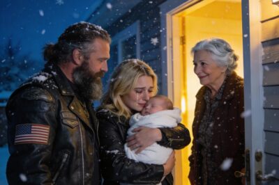 The silence in my house used to be peaceful, but after seven years of widowhood, it just feels heavy. It’s even worse knowing my own son, Marcus, is only a few miles away but chooses not to be part of my life unless he needs money. I was sitting by the wood stove, the only heat left in the blizzard, looking at the tiny yellow booties my grandson wore for the three days he was alive. That old grief was already suffocating me when the pounding on the door started. It wasn’t a neighborly knock; it was the sound of pure desperation against the storm.