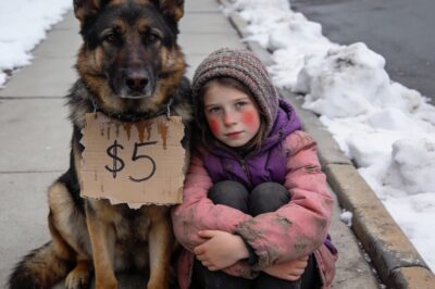I’ve been a police officer for fifteen years. I’ve kicked down doors, chased bad guys, and seen things that would make a grown man fall to his knees. But nothing—absolutely nothing—prepared me for what I found on the sidewalk that Tuesday morning. It wasn’t a crime scene, and there was no violence. It was just a little girl, a cardboard sign, and a dog that looked like it would die for her. When she told me the price, I thought she was joking. When she told me the reason, my heart stopped beating.