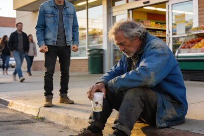 ‘You Get Over $10,000 a Month, Dad. What Is This?’ My Son Found Me Begging Outside a Grocery Store — He Asked, But When I Exposed Who Had Been Controlling My Money, My Son-in-Law Lost Everything That Night.