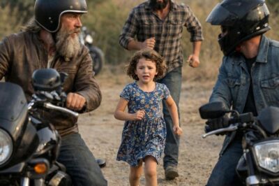 A Terrified Seven-Year-Old Girl Ran Into a Motorcycle Rally Crying “He Found Me Again” — And When the Man in the Black Sedan Finally Stepped Out, the Entire Town Realized That…