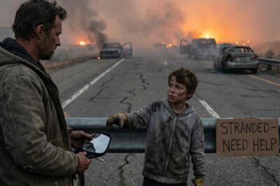 I Was Stranded on a Burning Highway with a Shattered Mirror When a Scrawny 12-Year-Old Boy with Grease-Stained Hands Walked Up and Asked to Help—I Almost Laughed at Him, But…