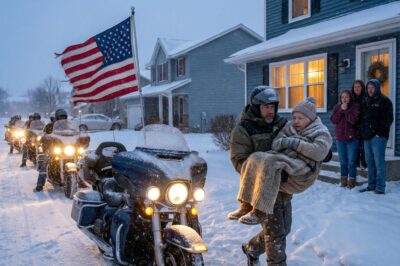 I Was terrified to Knock on The Door of The “Wolf’s Den,” But With My Wife Dying in My Arms and The Snow Burying Us Alive, I Had No Choice. I Expected Violence from The 20 Leather-Clad Bikers Inside. I Never Expected Them to Do The One Thing That Would Change Our Lives—And Theirs—Forever.