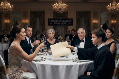 My mom raised her glass at my graduation dinner and said, “We honestly wish you were never born.” Everyone expected me to cry, apologize, shrink. Instead, I slid a thick folder onto the white tablecloth…